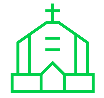 Eine Ikone einer Kirche, die die Fundraising-Marketing-Lösungen veranschaulicht, die microm für Kirchen bereitstellt.